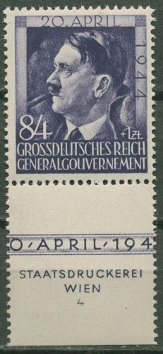 Generalgouvernement 1944 Hitler mit Formnummer 119 FN 4 postfrisch, kl. Fleck