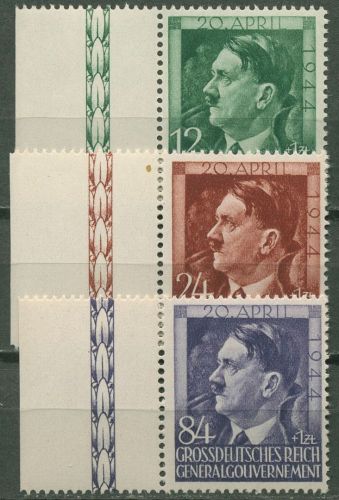 Generalgouvernement 1944 55. Geburtstag Hitlers 117/19 Rand links postfrisch