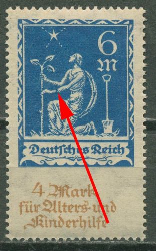 Deutsches Reich 1922 Alters- u. Kinderhilfe mit Plattenfehler 233 I postfrisch