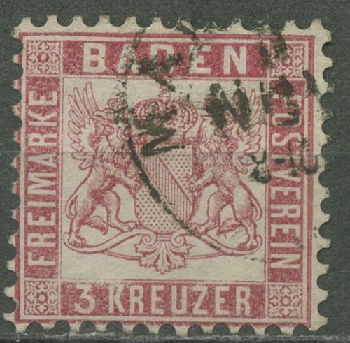 Baden 1862/66 3 Kreuzer rot 18 gestempelt