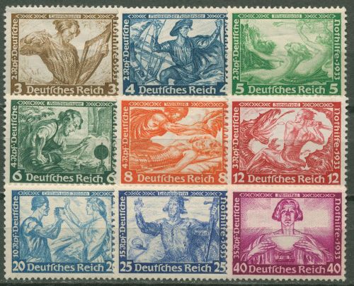 Deutsches Reich 1933 Deutsche Nothilfe Wagner Zähnung A 499/507 A mit Falz