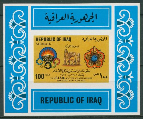 Irak 1972 Militär-Fußballmeisterschaft CISM Block 23 postfrisch (C65748)