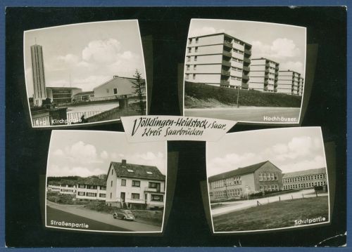 Völklingen-Heidstock Schule Hochhäuser, gelaufen 1974 (AK5436)