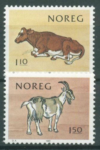 Norwegen 1981 Milchproduktion Tiere Kuh Ziege 834/35 postfrisch