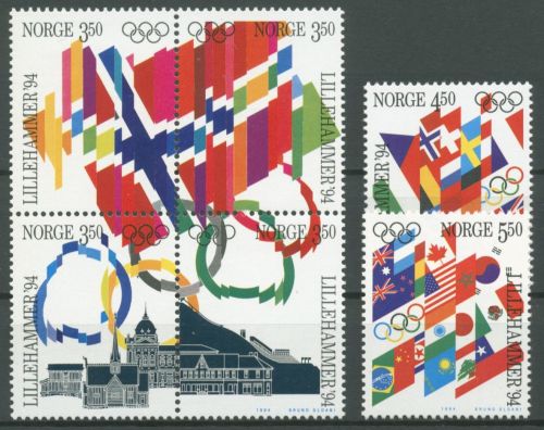 Norwegen 1994 Olympische Winterspiele Lillehammer Flaggen 1145/50 ZD postfrisch