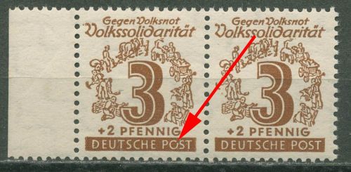 SBZ West-Sachsen 1946 Volkssolidarität mit Plattenfehler 138 Y IV postfrisch
