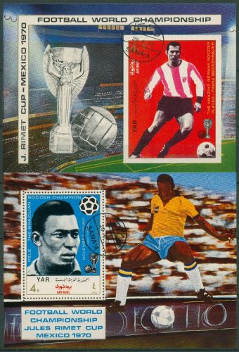 Jemen (Nordjemen) 1970 Fussball Beckenbauer,Pele Block 124/25 gestempelt(C65767)