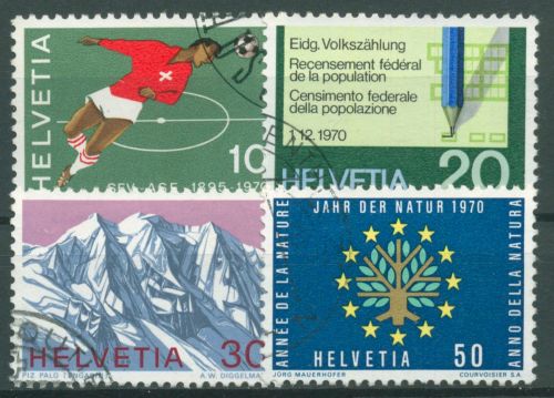 Schweiz 1970 Ereignisse Fußball Alpen Volkszählung 929/32 gestempelt
