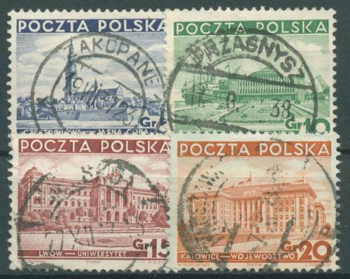 Polen 1937 Sehenswürdigkeiten Bauwerke 315/18 gestempelt