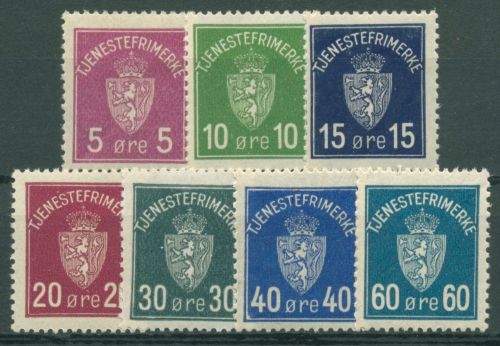 Norwegen 1926 Dienstmarke Wappen D 1/7 mit Falz