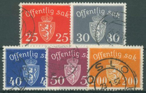 Norwegen 1946 Dienstmarke Wappen D 55/59 gestempelt