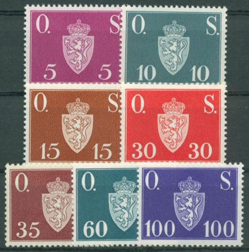 Norwegen 1951 Dienstmarke Wappen D 61/67 postfrisch