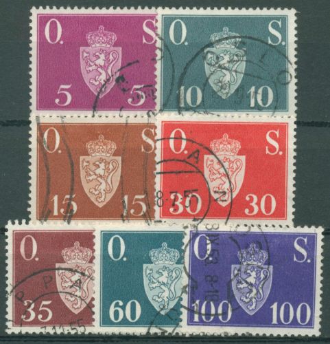 Norwegen 1951 Dienstmarke Wappen D 61/67 gestempelt