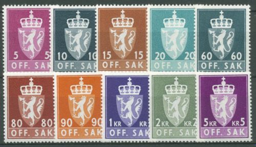 Norwegen 1955 Dienstmarke Wappen D 68/85 y postfrisch