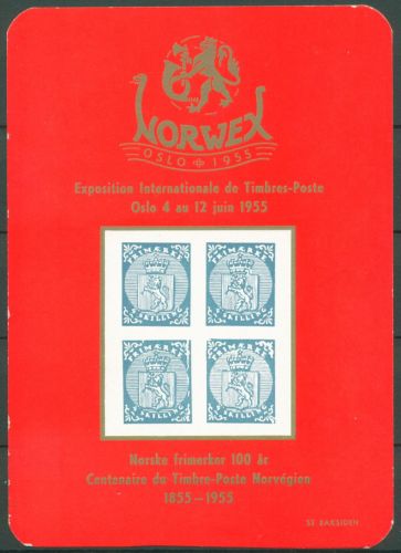 Norwegen 1955 NORWEX 100 Jahre Briefmarken 390 SD postfrisch (C65807)