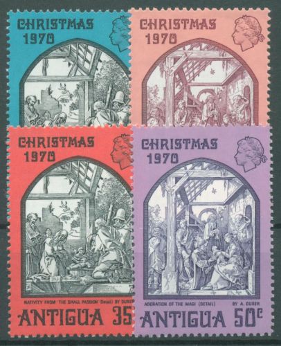 Antigua 1970 Weihnachten Gemälde Albrecht Dürer 247/50 postfrisch