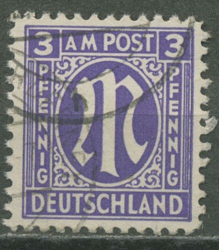 Bizone 1945 AM-POST Amerikanischer Druck Papier x, 1 x gestempelt
