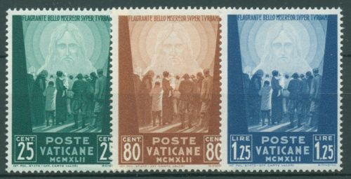 Vatikan 1942 Hilfe für Kriegsopfer Jesusgesicht 89/91 postfrisch
