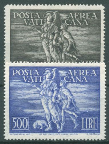 Vatikan 1948 Flugpostmarken Engel Raphael Gemälde 147/48 mit Falz