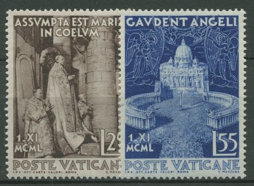 Vatikan 1951 Aufnahme Marias in den Himmel Petersplatz Rom 178/79 postfrisch