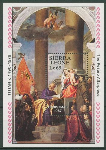 Sierra Leone 1987 Weihnachten Gemälde von Tizian Block 73 postfrisch (C42207)