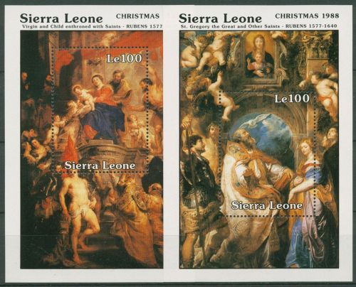 Sierra Leone 1988 Weihnachten Gemälde von Rubens Block 87/88 postfrisch (C42229)