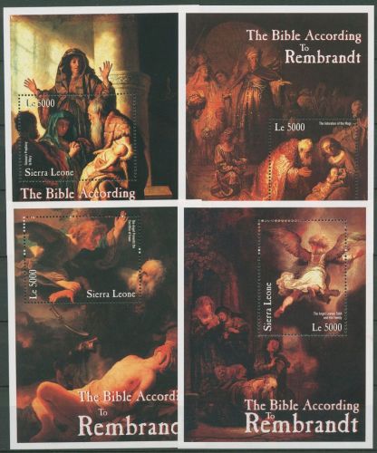 Sierra Leone 2001 Die Bibel im Werk Rembrandts Block 497/500 postfrisch (C42212)