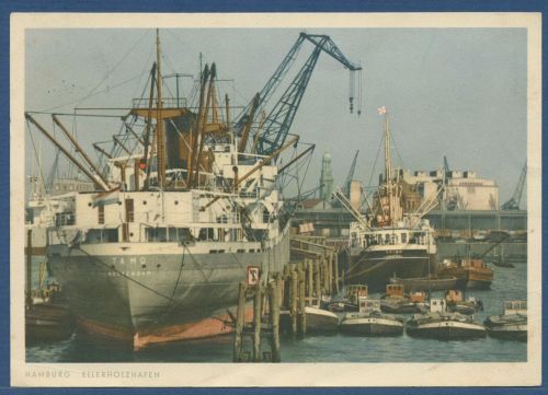 Hamburg Ellerholzhafen Frachter Tamo, gelaufen 1953 (AK5503)