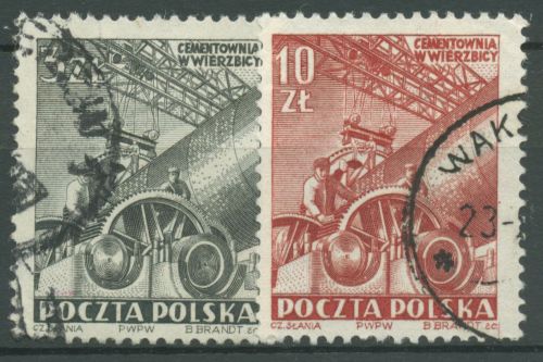 Polen 1952 Industrie Zementwerk 748/49 gestempelt