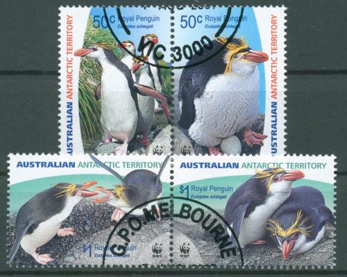 Austral. Antarktis 2007 WWF Naturschutz Haubenpinguin 169/72 ZD gestempelt