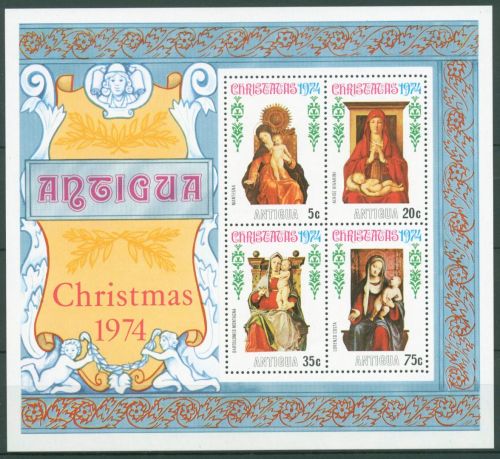 Antigua 1974 Weihnachten Madonnengemälde Block 17 postfrisch (C65815)