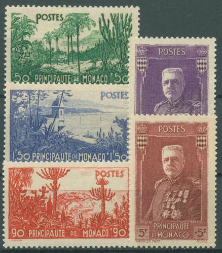 Monaco 1937 Gartenanlagen Fürst Louis II. 138/42 postfrisch