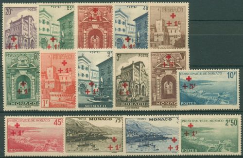 Monaco 1940 Rotes Kreuz Ansichten 205/19 mit Falz