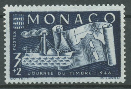 Monaco 1946 Tag der Briefmarke Schiff Raddampfer 321 postfrisch