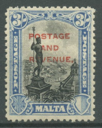 Malta 1928 Sehenswürdigkeiten Hafen Valetta Neptunstatue 147 mit Falz