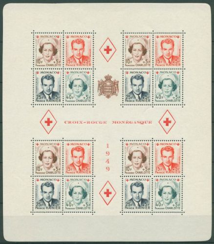 Monaco 1949 Rotes Kreuz Charlotte Fürst Rainier Block 3 A postfrisch (SG61968)