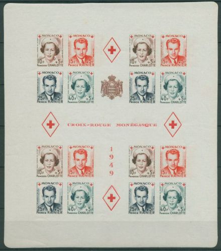 Monaco 1949 Rotes Kreuz Charlotte Fürst Rainier Block 3 B postfrisch (SG61969)