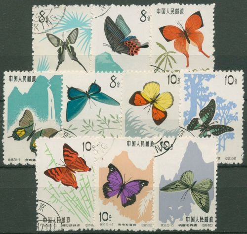 China 1963 Schmetterlinge 726/35 gestempelt