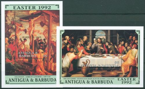 Barbuda 1992 Ostern Gemälde Block 187/88 postfrisch (C65838)