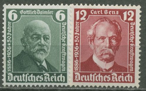 Deutsches Reich 1936 Gottfried Daimler und Carl Benz 604/05 mit Falz