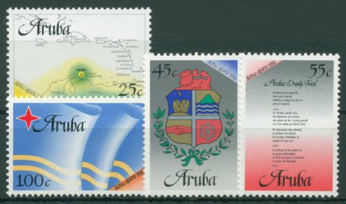Aruba 1986 Separatstatus Landkarte Wappen Flagge 1/4 postfrisch