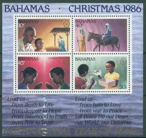 Bahamas 1986 Weihnachten Jahr des Friedens Block 50 postfrisch (C65850)
