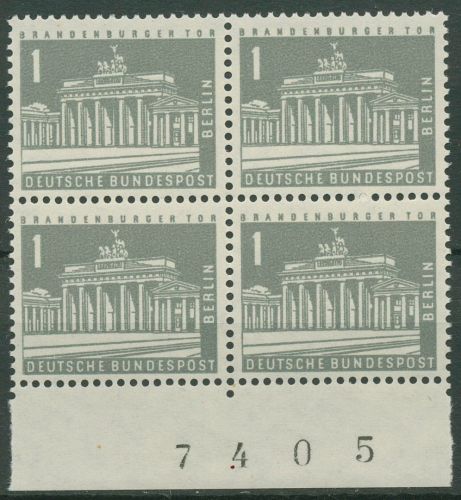 Berlin 1956 Stadtbilder Walze, Bogennummer 140 yw Bg.-Nr. 4er-Block postfrisch