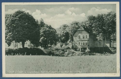 Waldgaststätte Bahnhof Legefeld bei Bad Berka, gelaufen 1940 (AK5515)