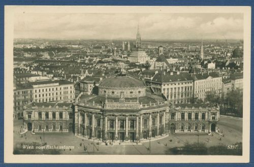Wien Burgtheater und Innenstadt vom Rathausturm, ungebraucht (AK5486)
