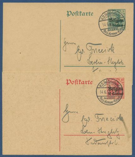 Landespost in Belgien 1914 Postkarte P 1/2 gebraucht, blanko (X41136)