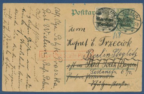 Deutsche Post in Polen 1915 Postkarte P 1 gebraucht WIELUN Nachsendung (X41140)
