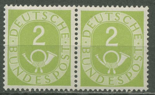 Bund 1951 Posthorn Bogenmarken 123 waagerechtes Paar postfrisch