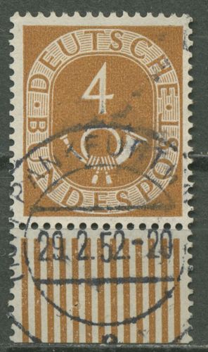 Bund 1951 Posthorn Bogenmarken mit Unterrand 124 UR gestempelt