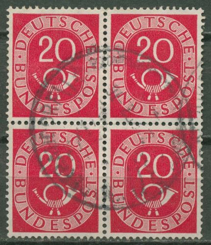 Bund 1951 Posthorn Bogenmarken 130 4er-Block gestempelt